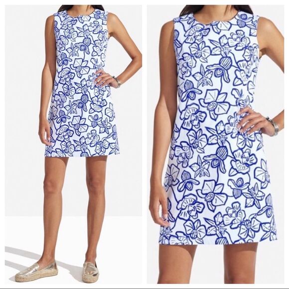 Persifor Dresses & Skirts - Persifor Margot Shift Dress Blue White Floral Cotton XS